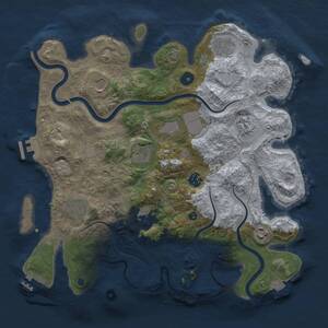 Thumbnail Rust Map: Procedural Map, Size: 3700, Seed: 610329672, 16 Monuments