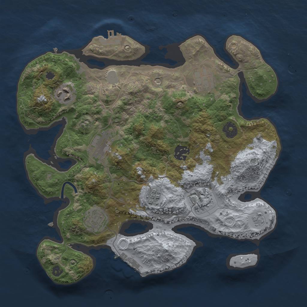 Rust Map: Procedural Map, Size: 3000, Seed: 1246906824, 16 Monuments