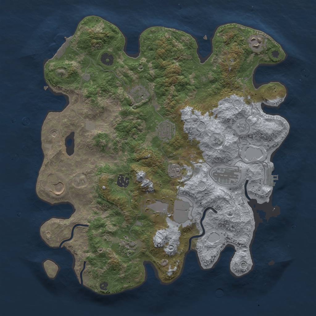 Rust Map: Procedural Map, Size: 3700, Seed: 136283755, 16 Monuments