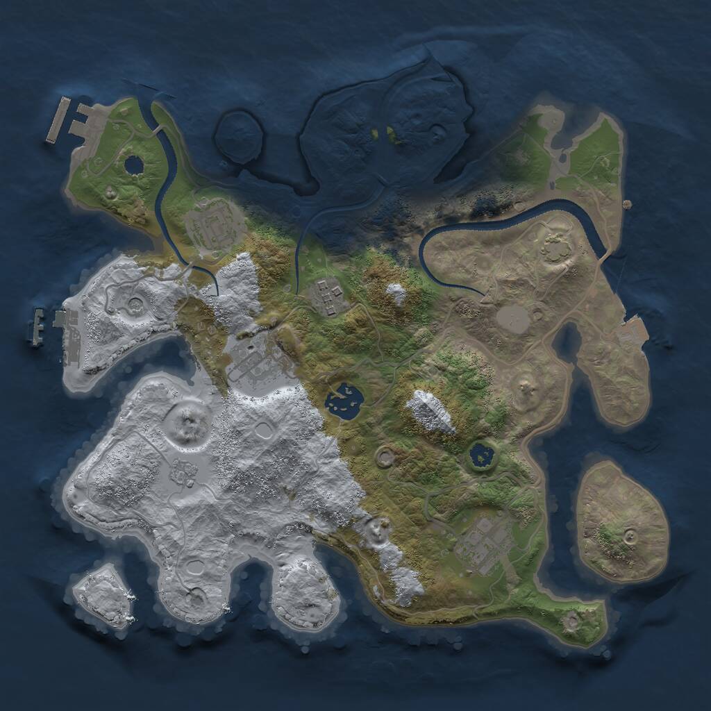 Rust Map: Procedural Map, Size: 3000, Seed: 893777271, 11 Monuments