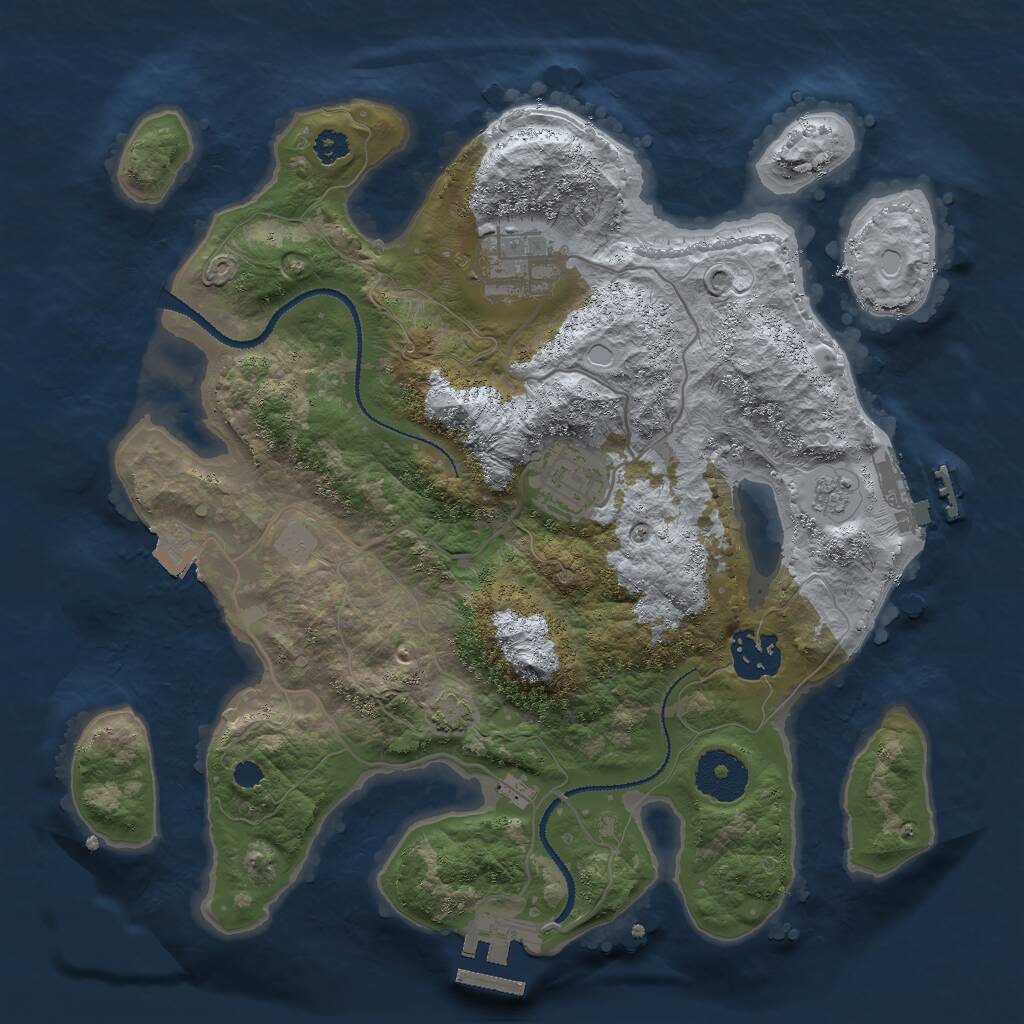 Rust Map: Procedural Map, Size: 3000, Seed: 169651048, 8 Monuments