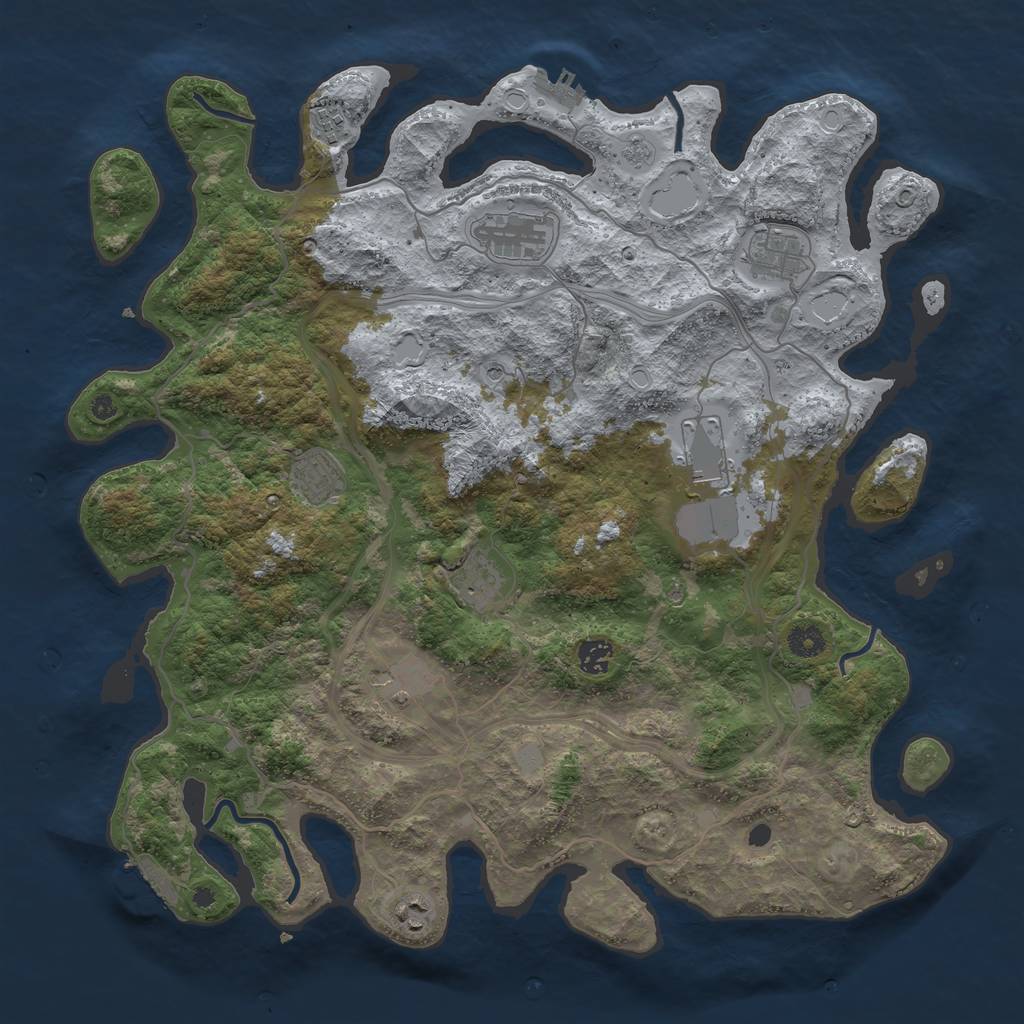 Rust Map: Procedural Map, Size: 4300, Seed: 74938, 18 Monuments