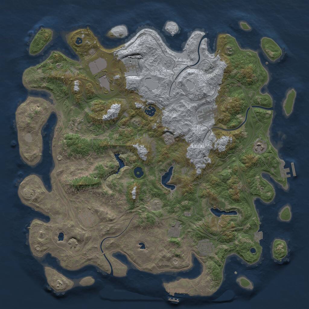 Rust Map: Procedural Map, Size: 4500, Seed: 942354135, 16 Monuments
