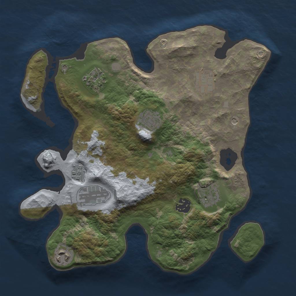 Rust Map: Barren, Size: 3000, Seed: 30353, 11 Monuments