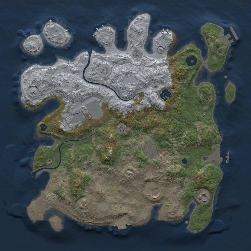 Rust Map: Procedural Map, Size: 3500, Seed: 1897600535, 13 Monuments