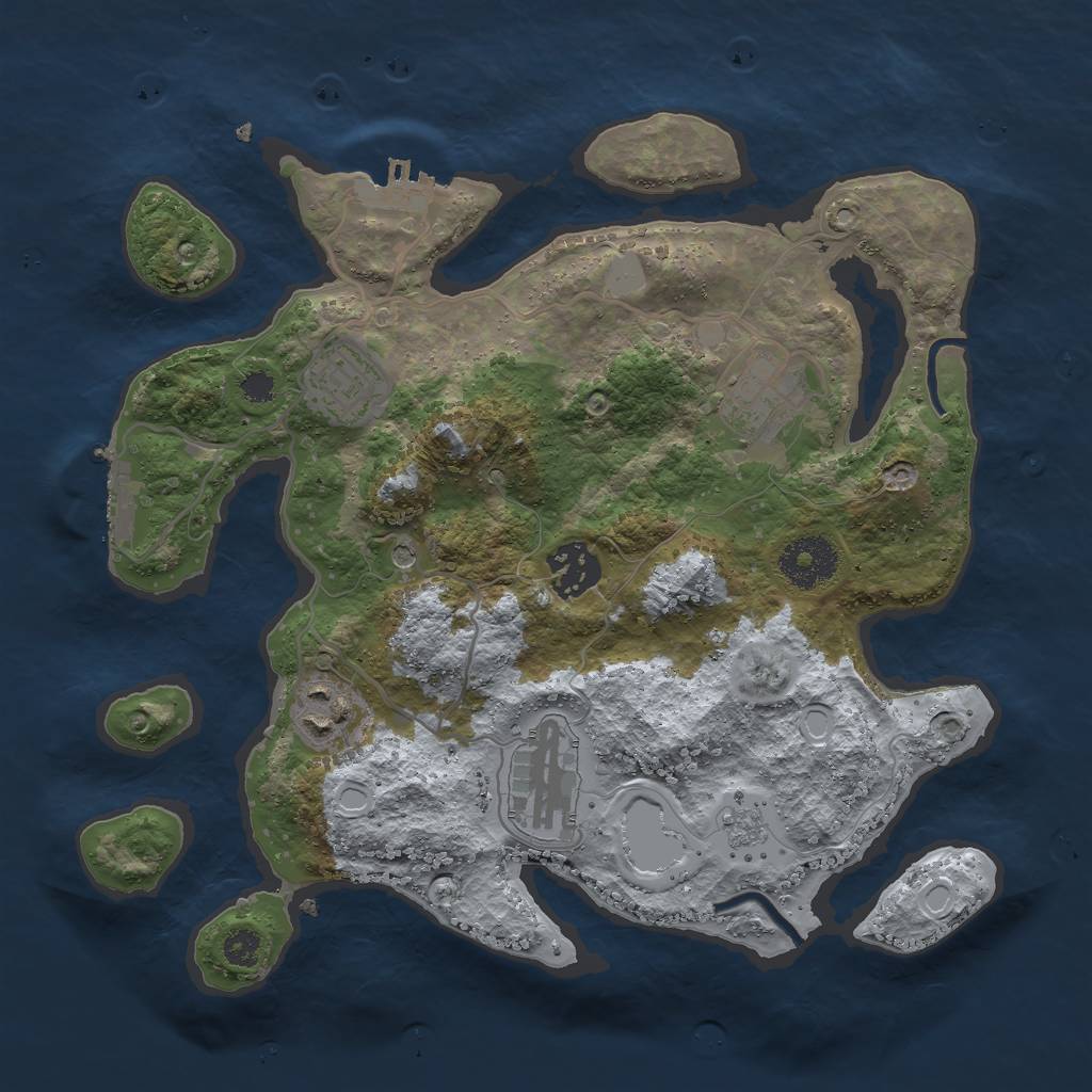 Rust Map: Procedural Map, Size: 3000, Seed: 705462746, 14 Monuments