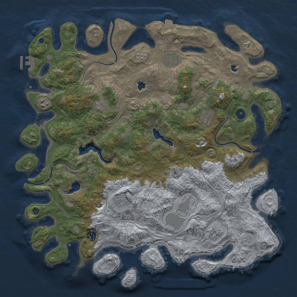 Rust Map: Procedural Map, Size: 4500, Seed: 7471, 14 Monuments