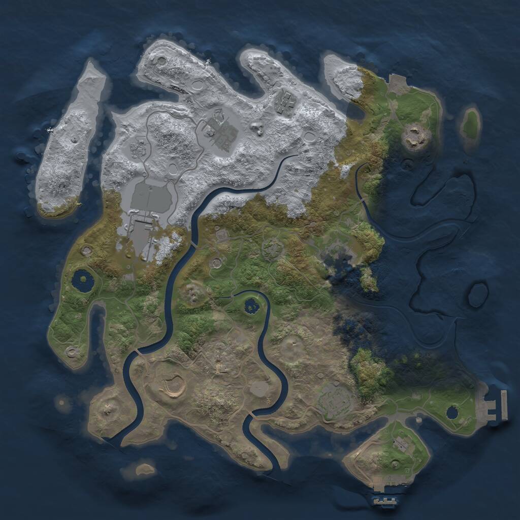 Rust Map: Procedural Map, Size: 3500, Seed: 831973363, 13 Monuments