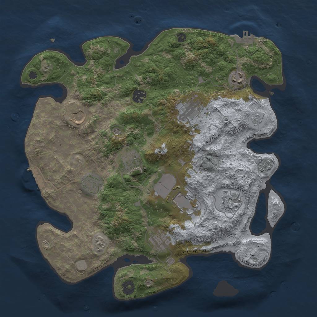 Rust Map: Procedural Map, Size: 3500, Seed: 386, 19 Monuments