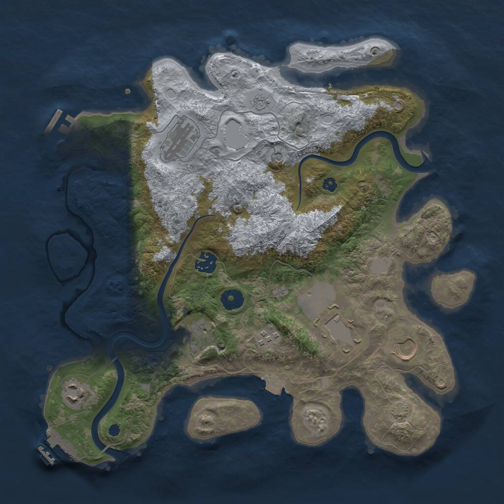 Rust Map: Procedural Map, Size: 3500, Seed: 1159690711, 13 Monuments