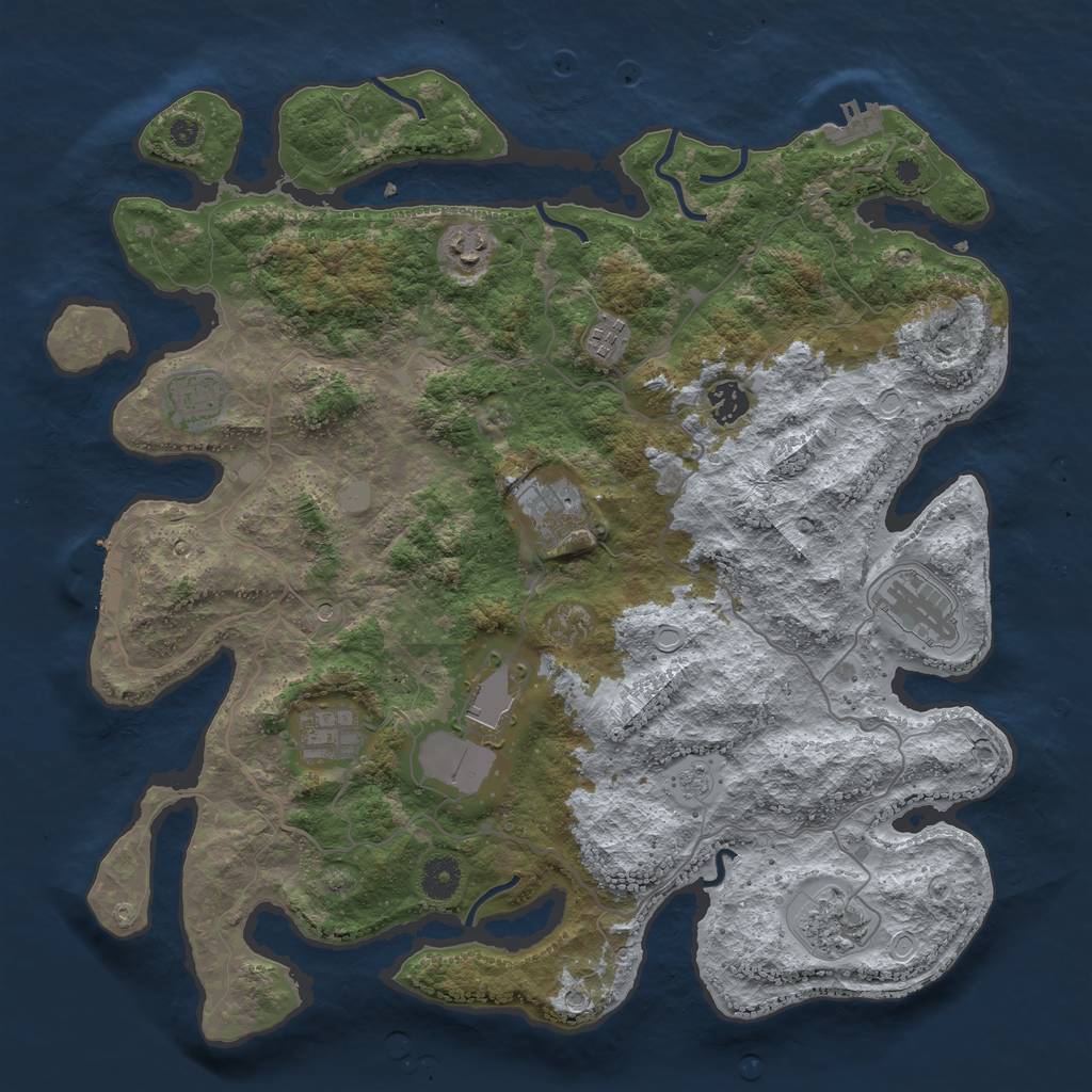 Rust Map: Procedural Map, Size: 4000, Seed: 1097541722, 18 Monuments