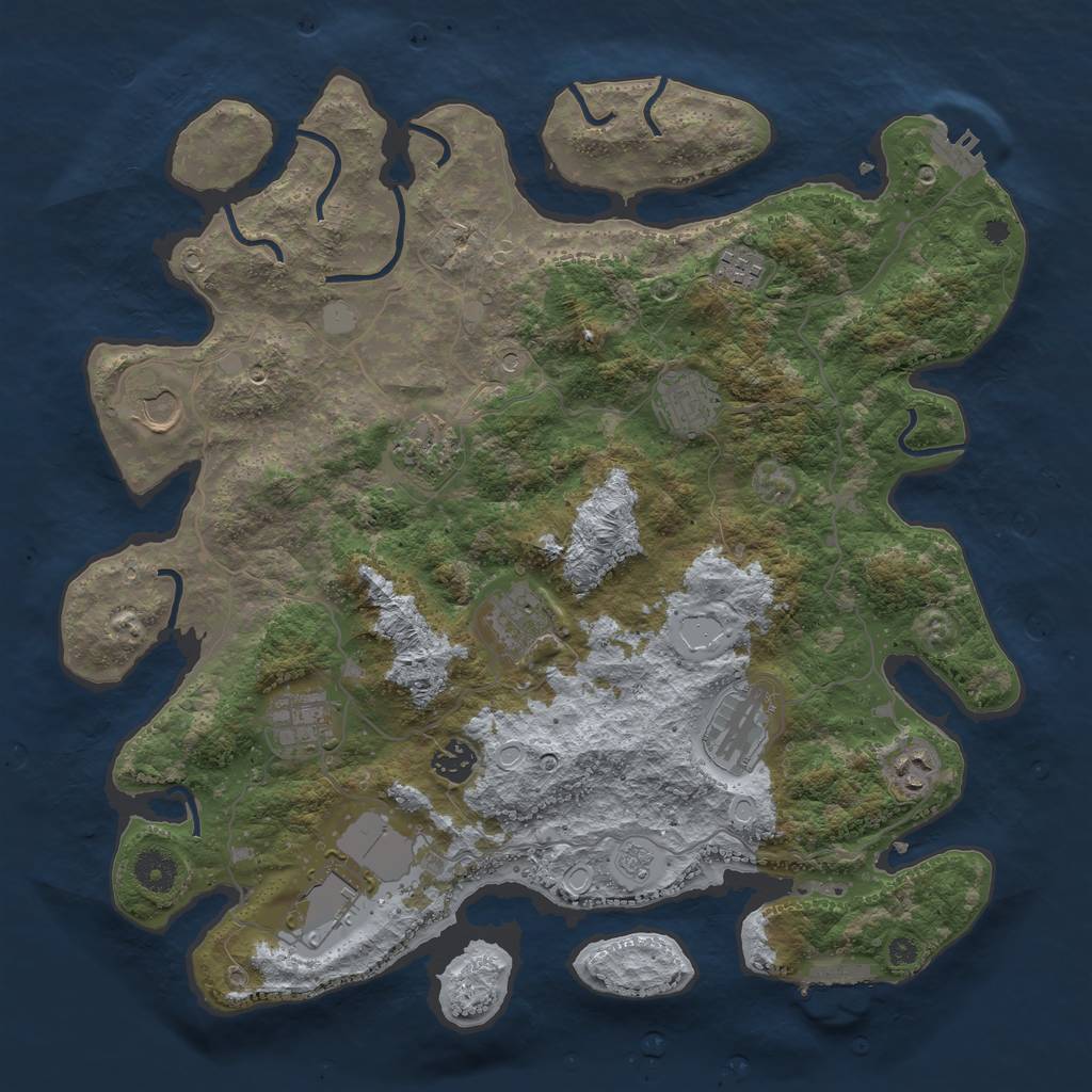 Rust Map: Procedural Map, Size: 3900, Seed: 79713193, 19 Monuments
