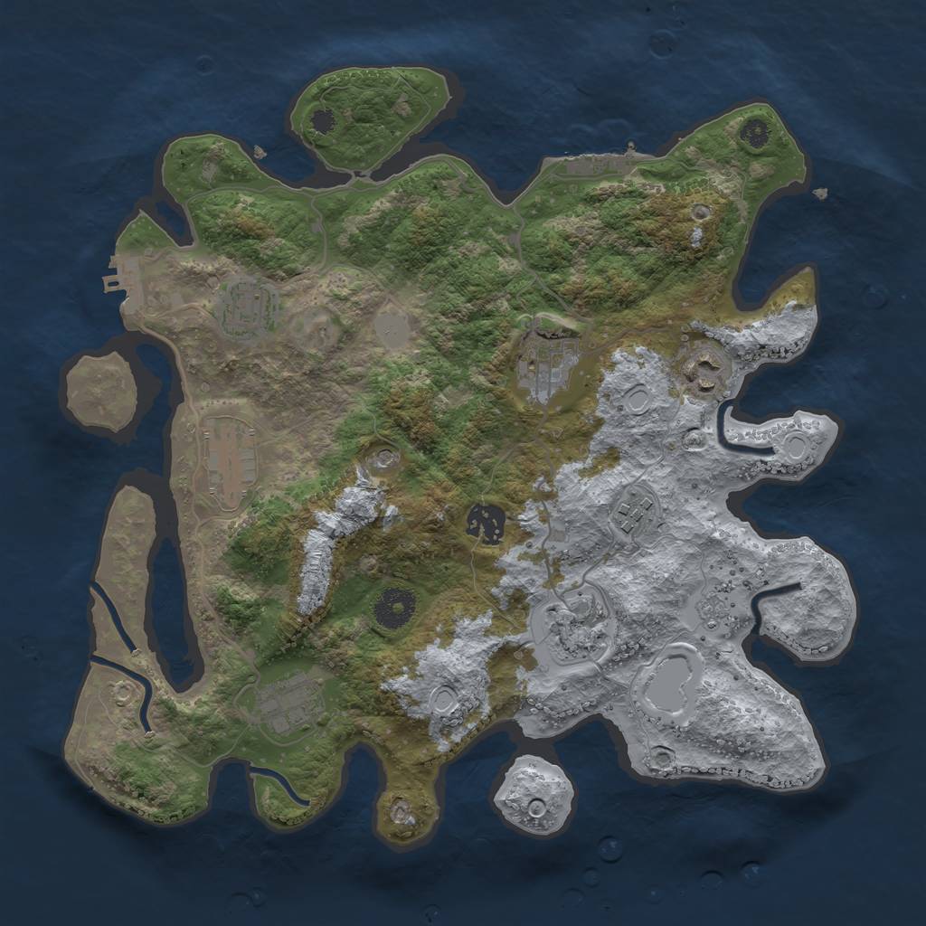 Rust Map: Procedural Map, Size: 3400, Seed: 1343510660, 17 Monuments