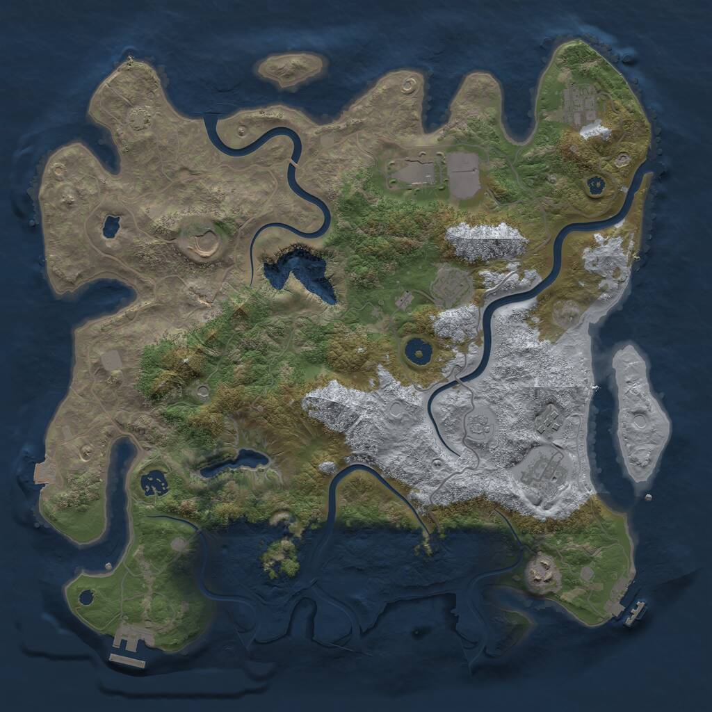 Rust Map: Procedural Map, Size: 4000, Seed: 374627846, 14 Monuments