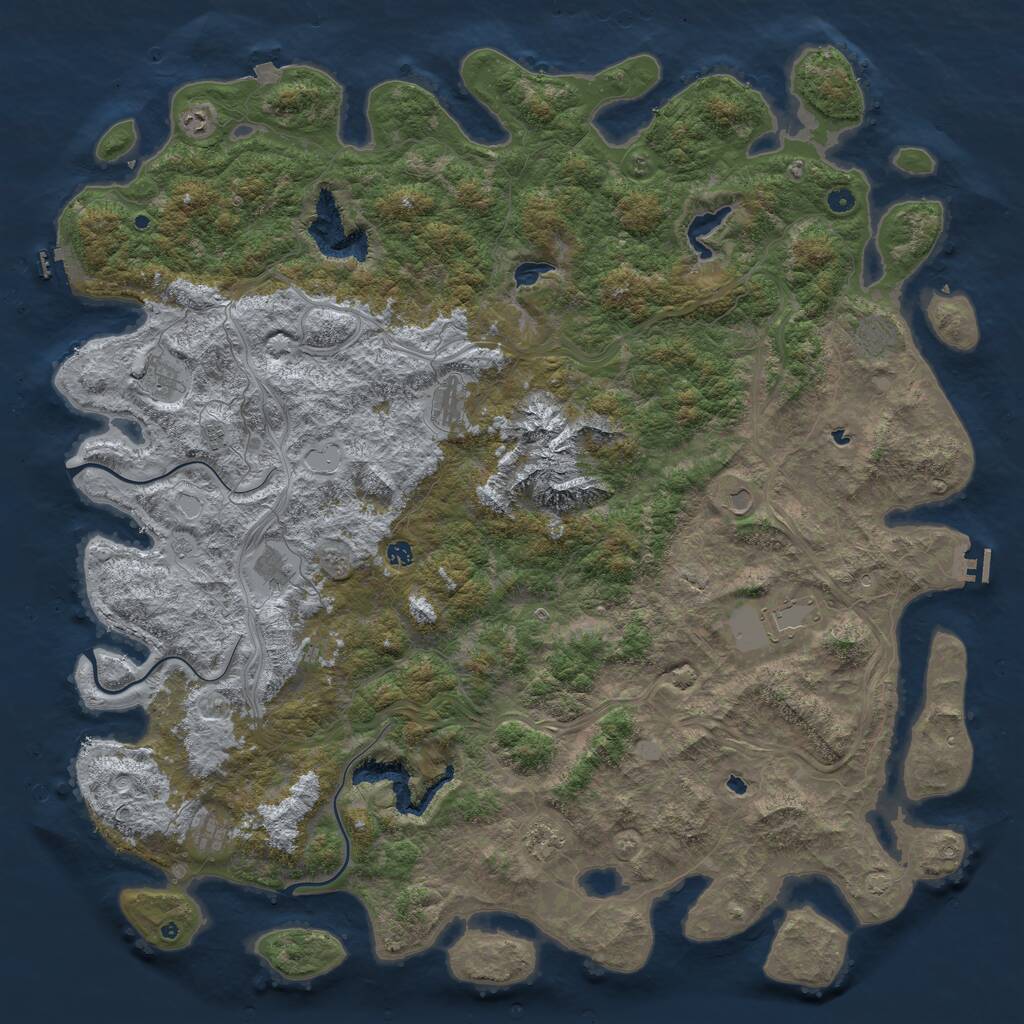 Rust Map: Procedural Map, Size: 6000, Seed: 371800625, 17 Monuments