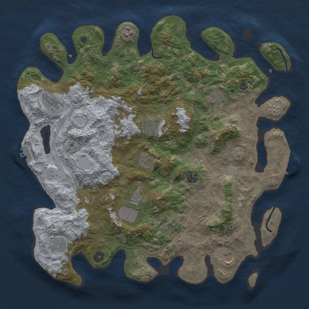 Rust Map: Procedural Map, Size: 4250, Seed: 1278716700, 20 Monuments