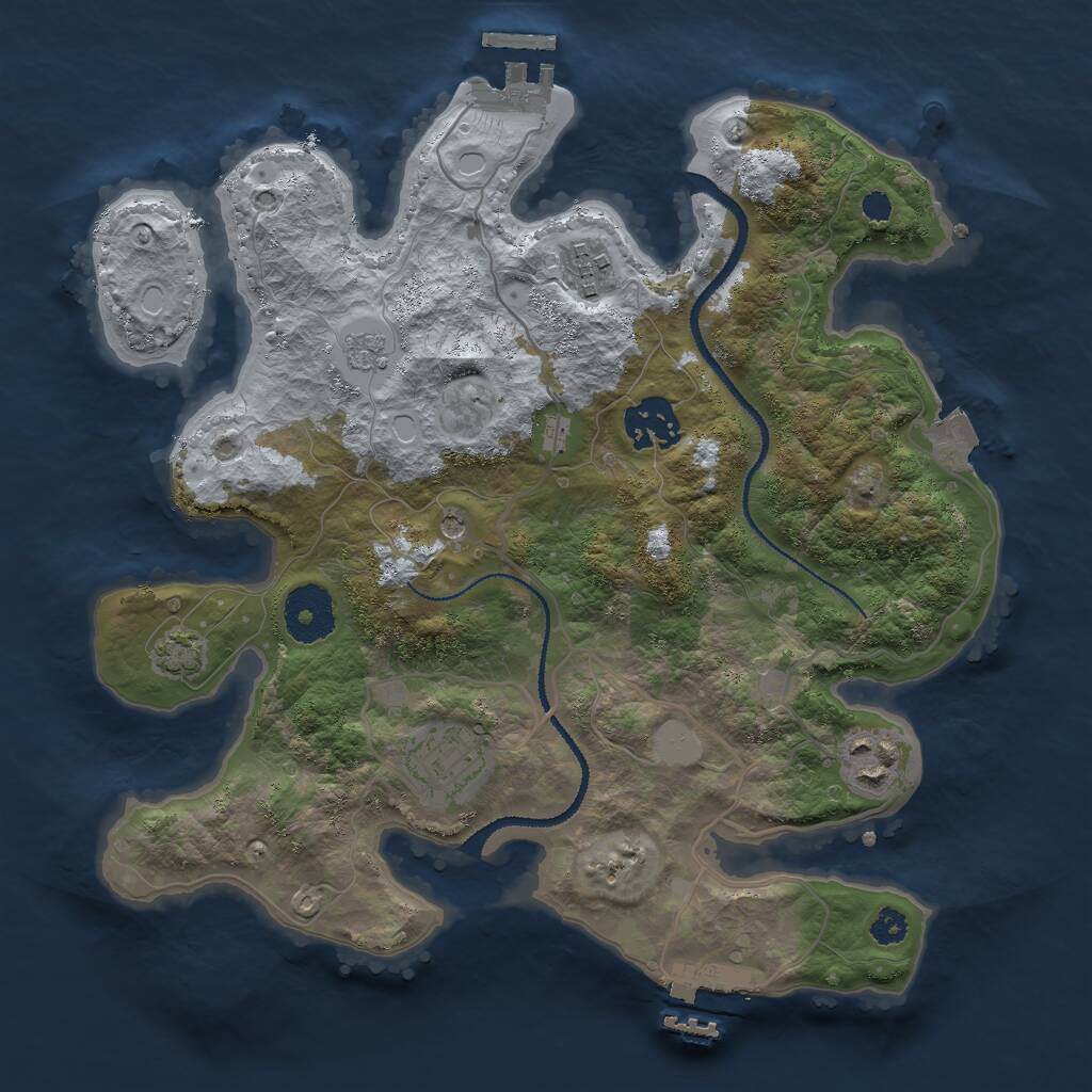 Rust Map: Procedural Map, Size: 3000, Seed: 62409761, 10 Monuments