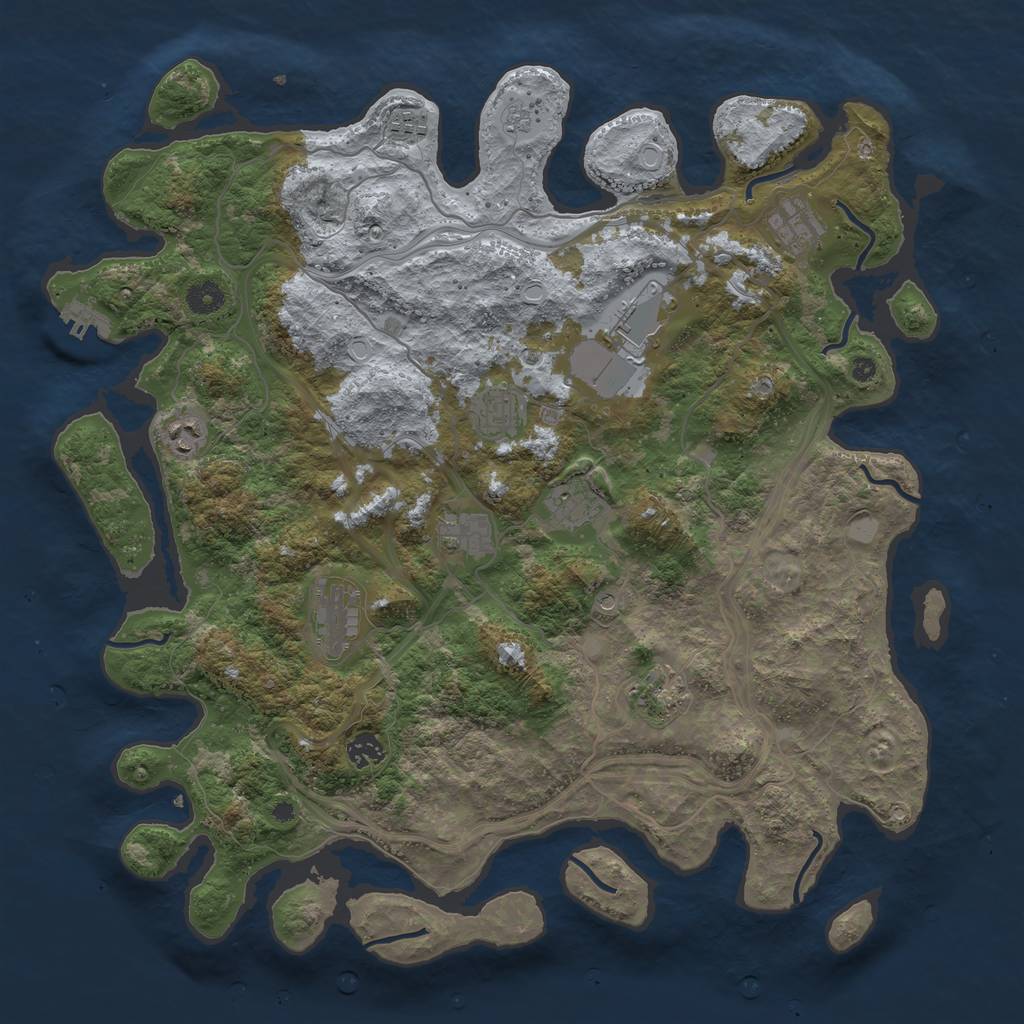 Rust Map: Procedural Map, Size: 4300, Seed: 56863743, 18 Monuments