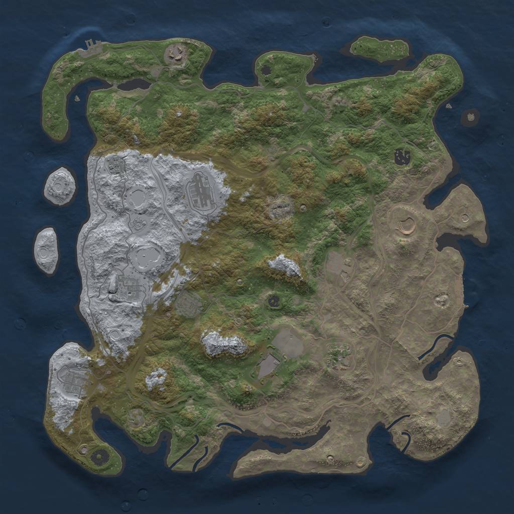 Rust Map: Procedural Map, Size: 4500, Seed: 333934337, 20 Monuments