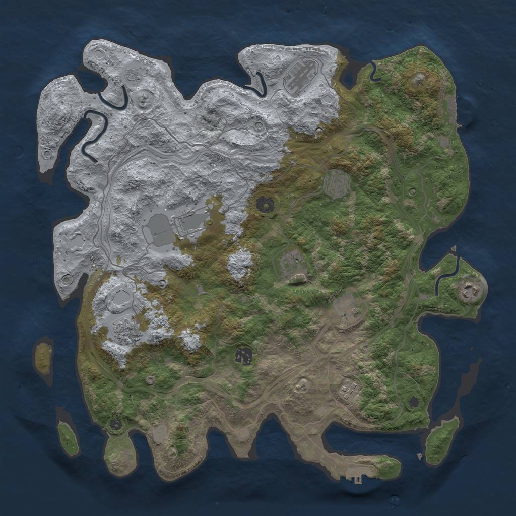 Rust Map: Procedural Map, Size: 4250, Seed: 1987001297, 18 Monuments