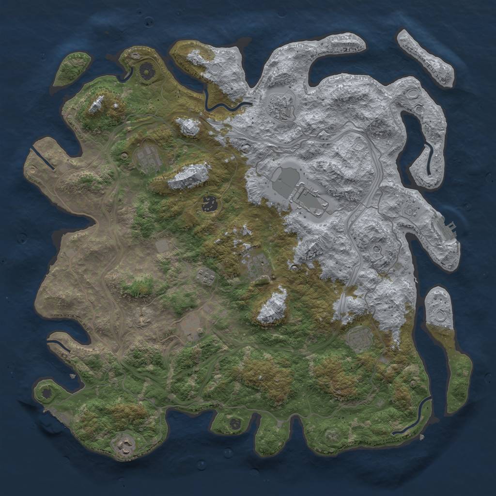 Rust Map: Procedural Map, Size: 4500, Seed: 831469929, 18 Monuments