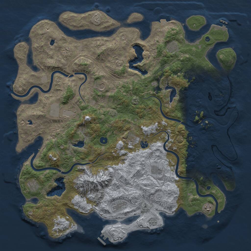 Rust Map: Procedural Map, Size: 5000, Seed: 347819, 17 Monuments