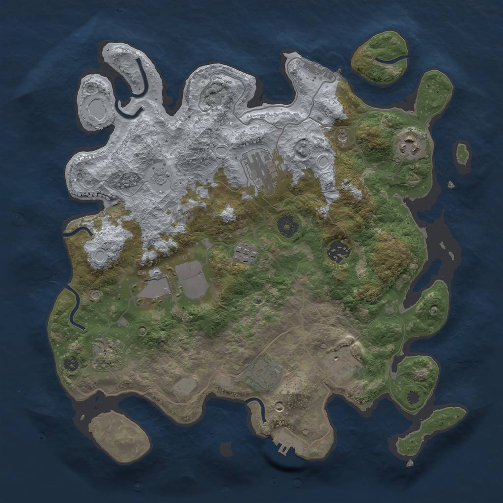 Rust Map: Procedural Map, Size: 3500, Seed: 66658789, 15 Monuments