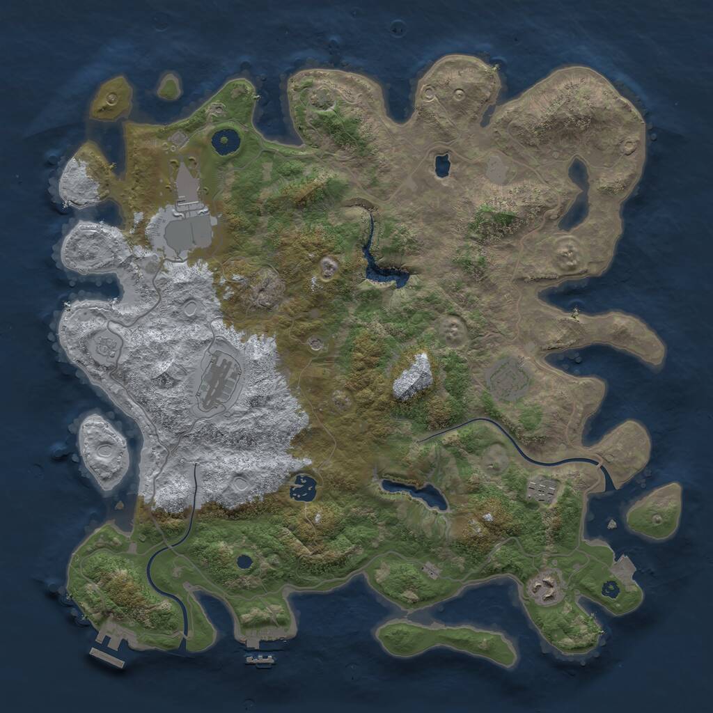 Rust Map: Procedural Map, Size: 4000, Seed: 1357460949, 12 Monuments