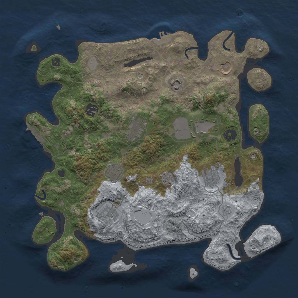 Rust Map: Procedural Map, Size: 3550, Seed: 54571, 18 Monuments