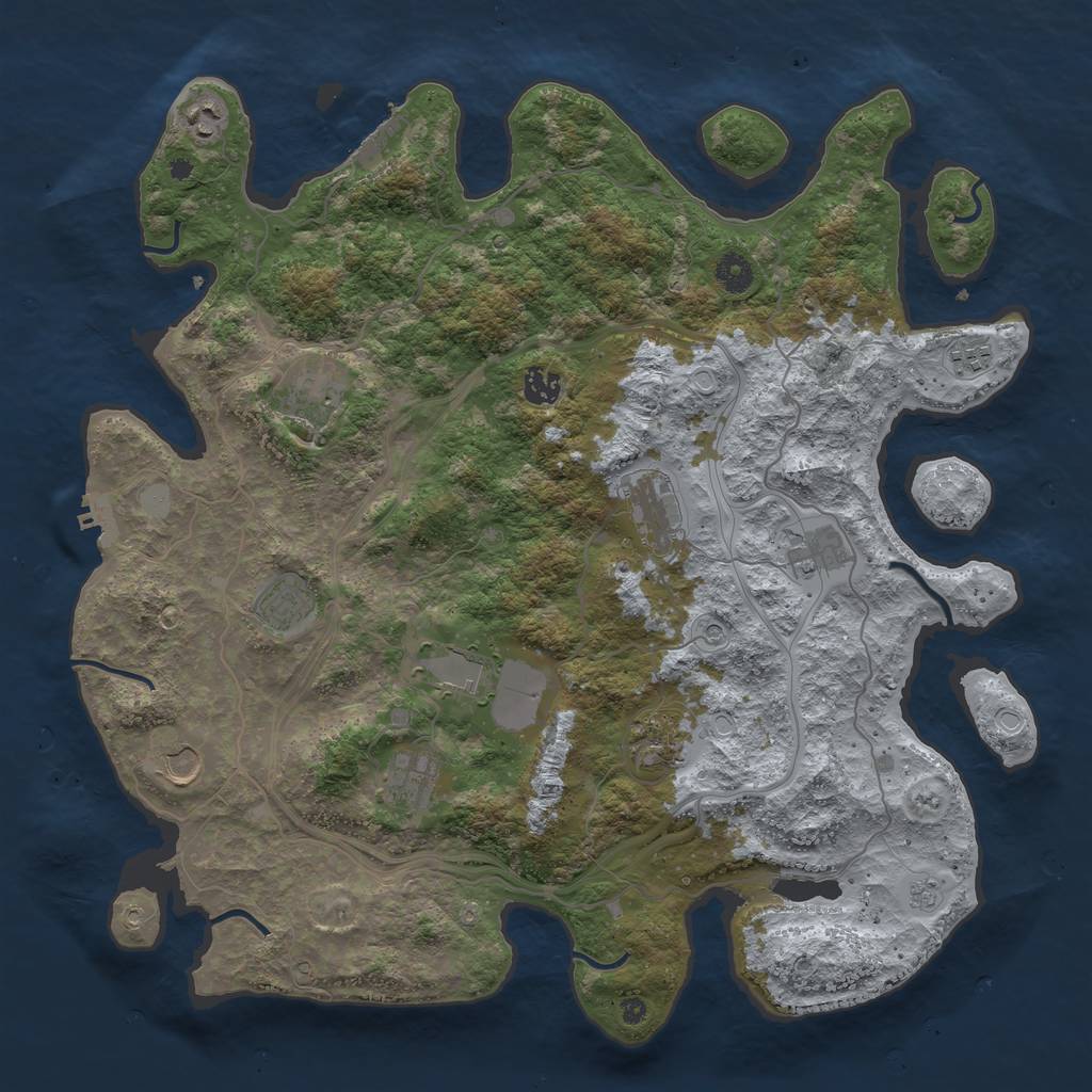 Rust Map: Procedural Map, Size: 4250, Seed: 1088249587, 20 Monuments