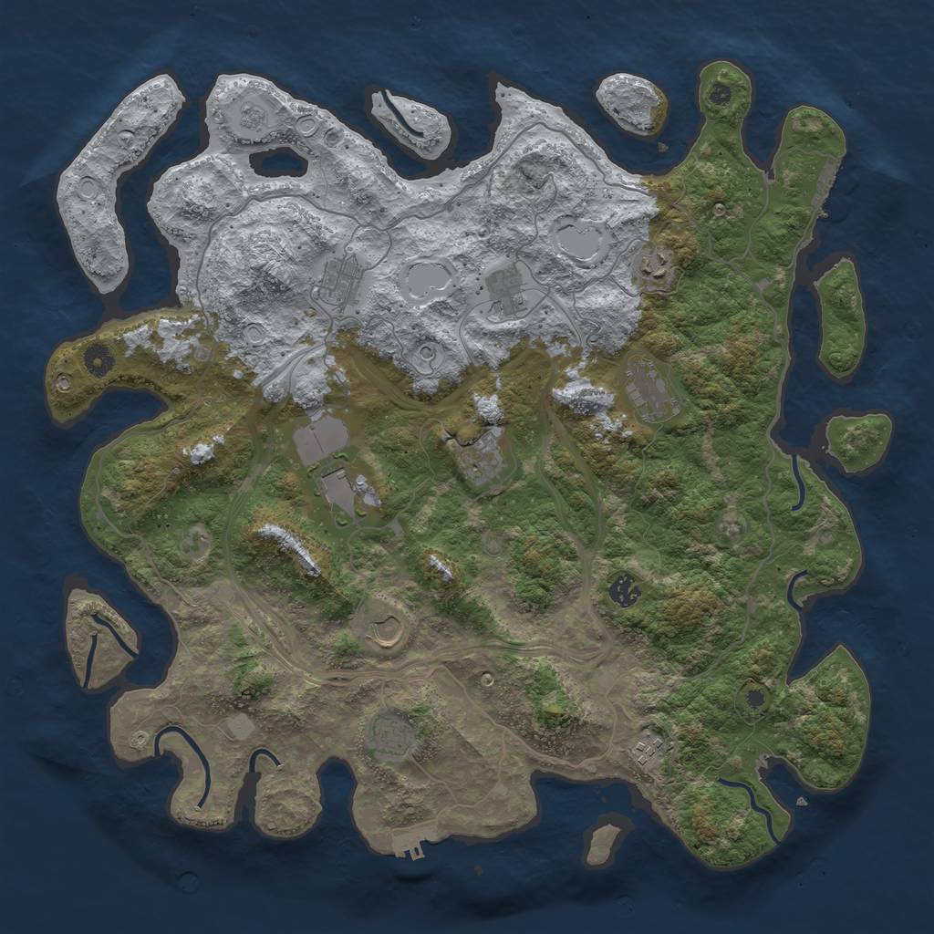 Rust Map: Procedural Map, Size: 4500, Seed: 1443198706, 19 Monuments