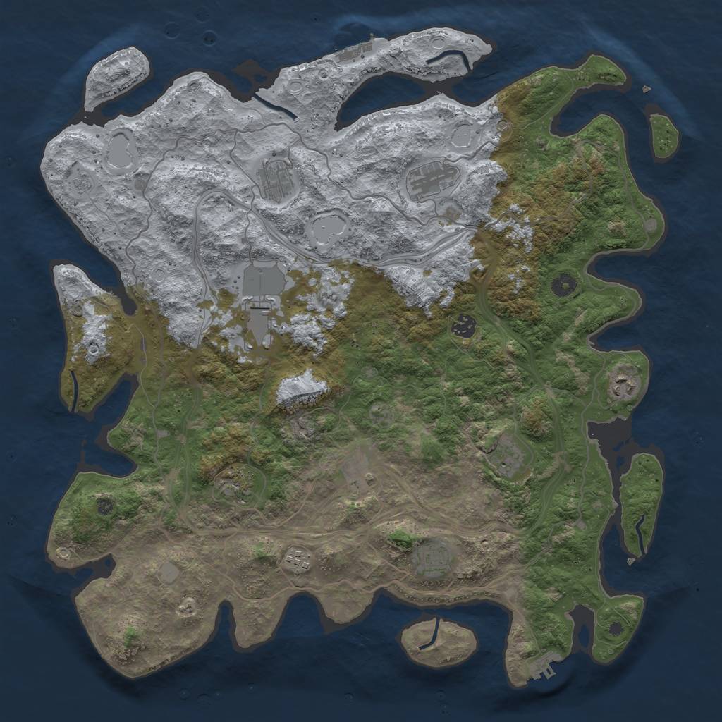 Rust Map: Procedural Map, Size: 4500, Seed: 370400151, 17 Monuments