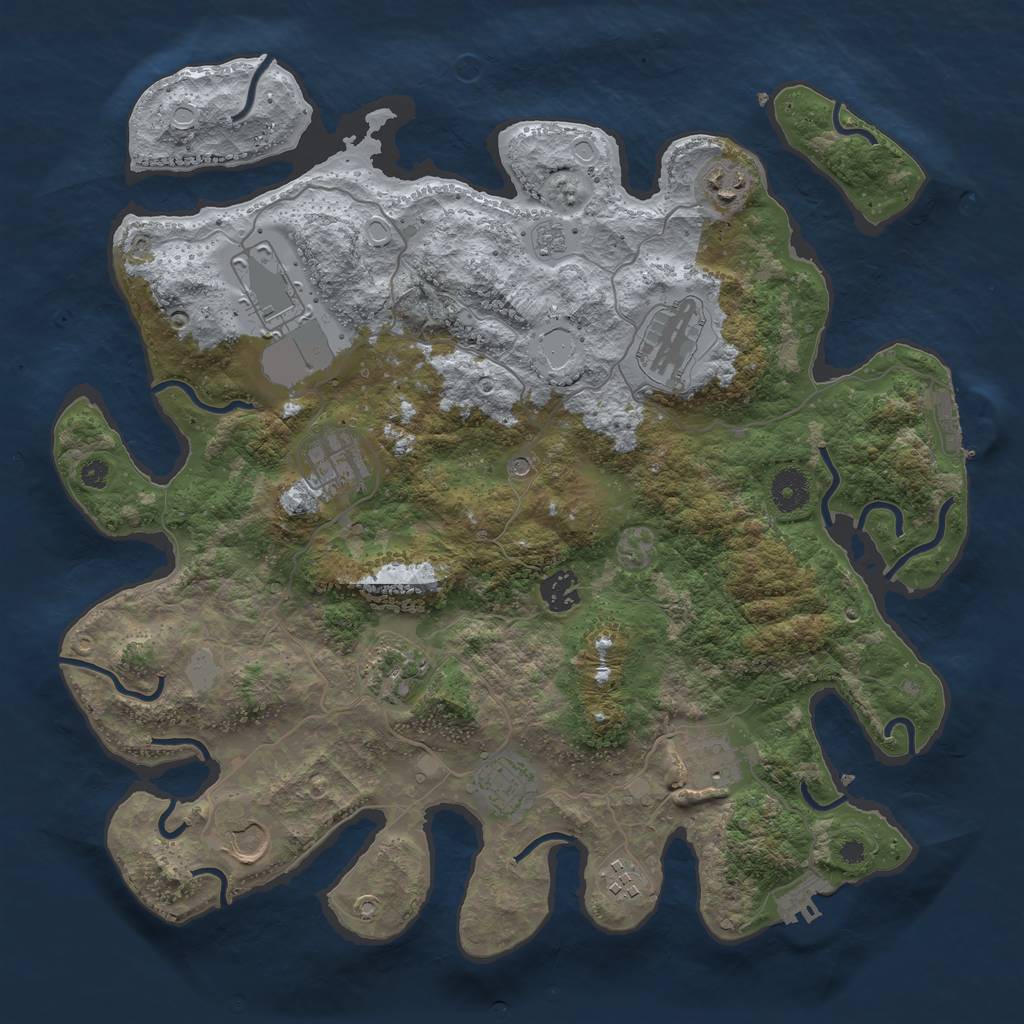 Rust Map: Procedural Map, Size: 3800, Seed: 7547082, 19 Monuments