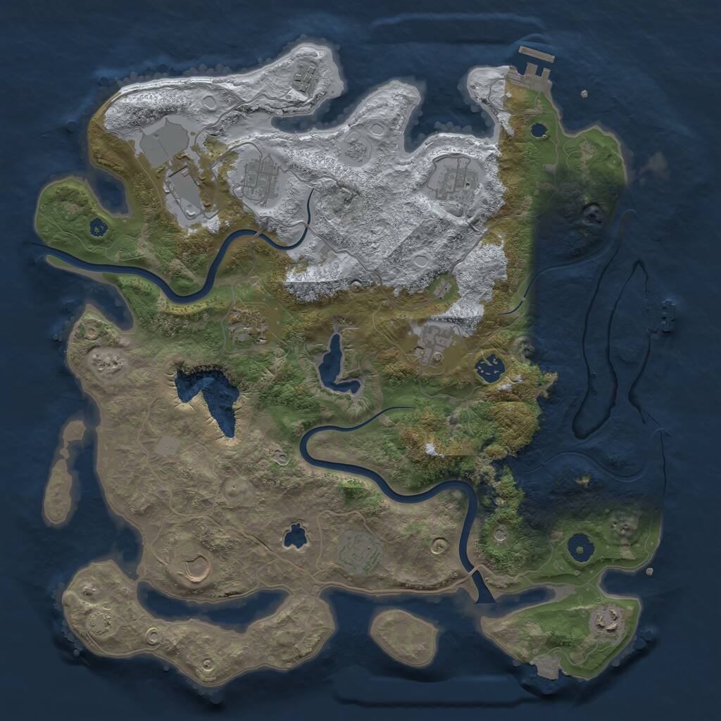 Rust Map: Procedural Map, Size: 4000, Seed: 41855667, 16 Monuments