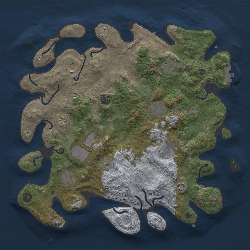 Rust Map: Procedural Map, Size: 3900, Seed: 85974493, 19 Monuments