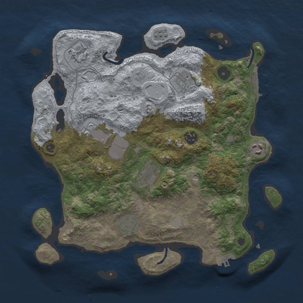 Rust Map: Procedural Map, Size: 3500, Seed: 27813458, 17 Monuments