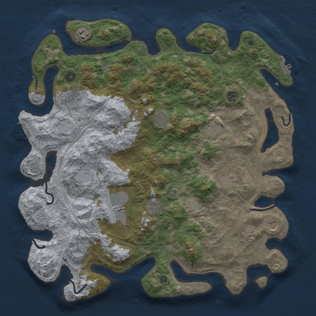 Rust Map: Procedural Map, Size: 4500, Seed: 737525077, 19 Monuments