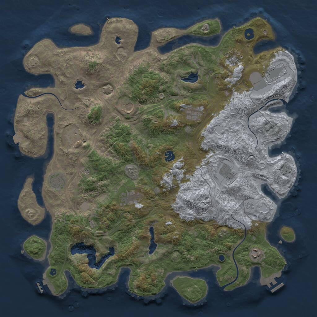 Rust Map: Procedural Map, Size: 4500, Seed: 1939170929, 17 Monuments