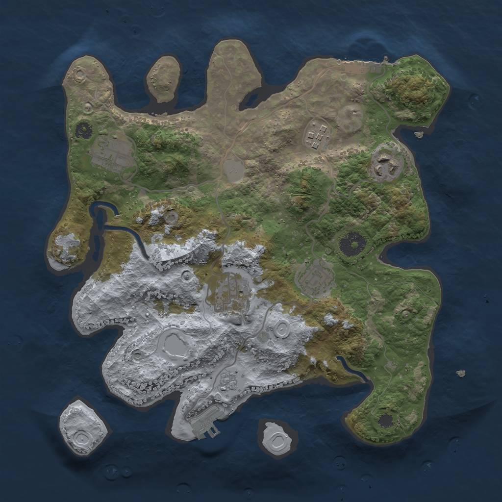 Rust Map: Procedural Map, Size: 3000, Seed: 72488599, 13 Monuments