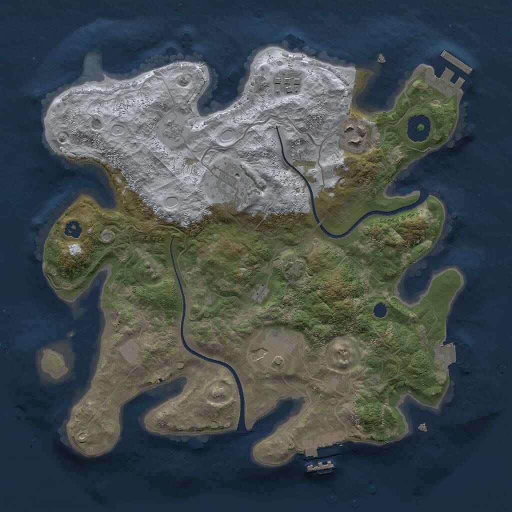 Rust Map: Procedural Map, Size: 3000, Seed: 1082219444, 9 Monuments