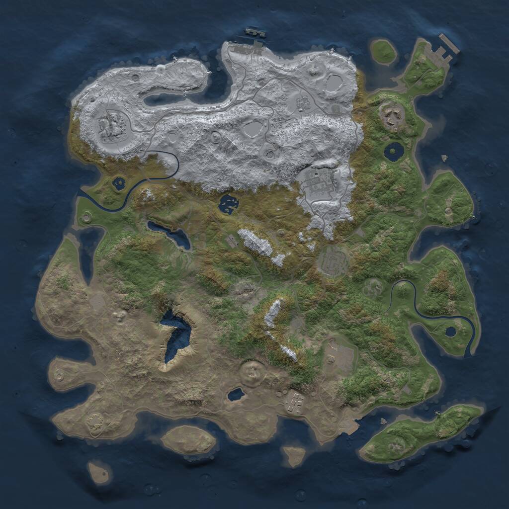 Rust Map: Procedural Map, Size: 4000, Seed: 222321, 13 Monuments