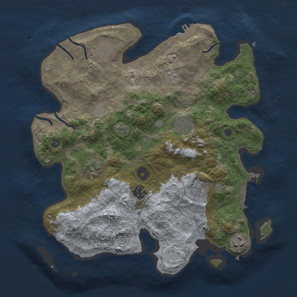 Rust Map: Procedural Map, Size: 3400, Seed: 610978289, 16 Monuments
