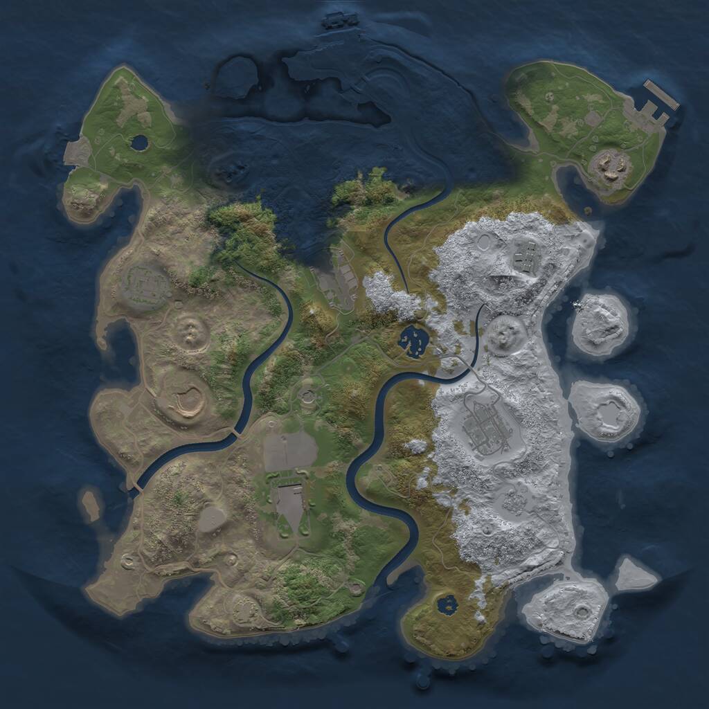 Rust Map: Procedural Map, Size: 3500, Seed: 32368648, 14 Monuments