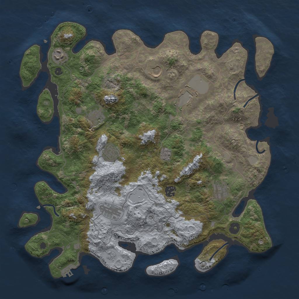 Rust Map: Procedural Map, Size: 4000, Seed: 646469, 17 Monuments