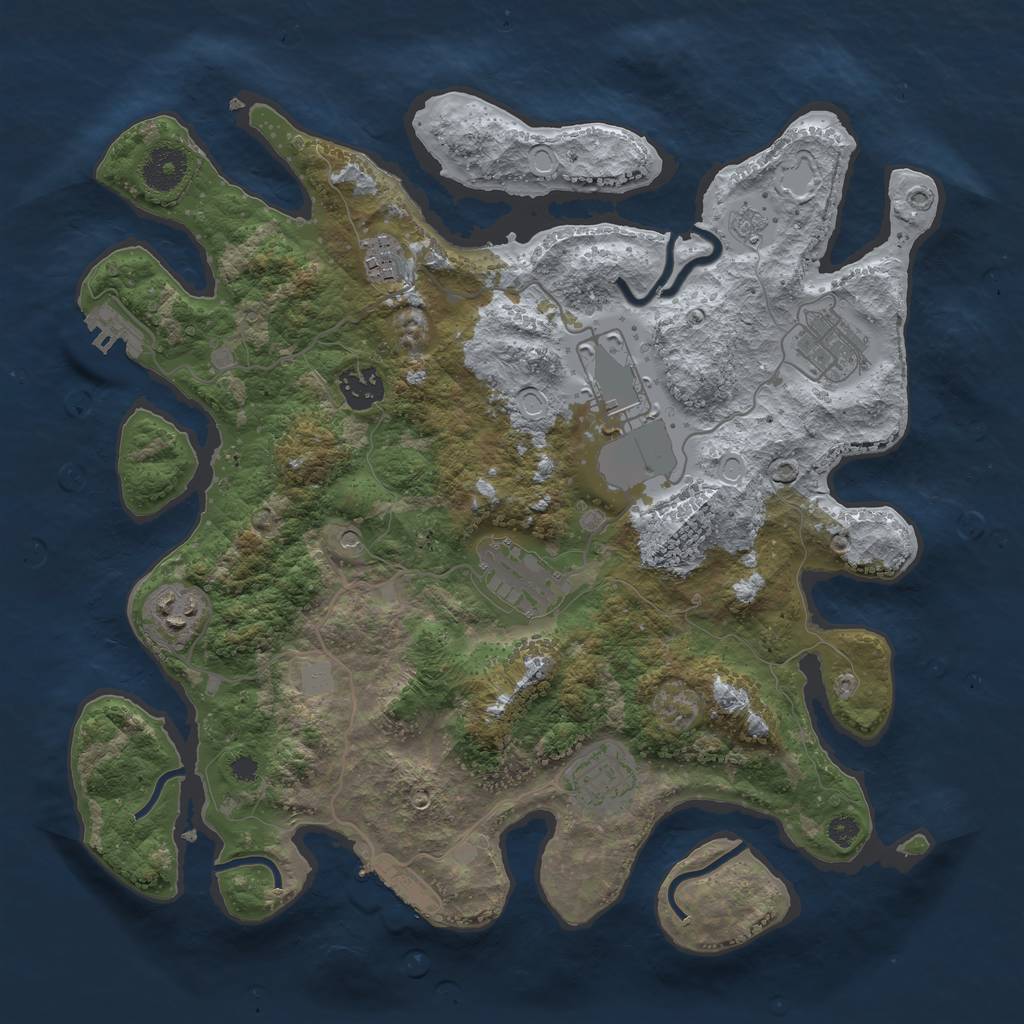 Rust Map: Procedural Map, Size: 3500, Seed: 5361202, 16 Monuments