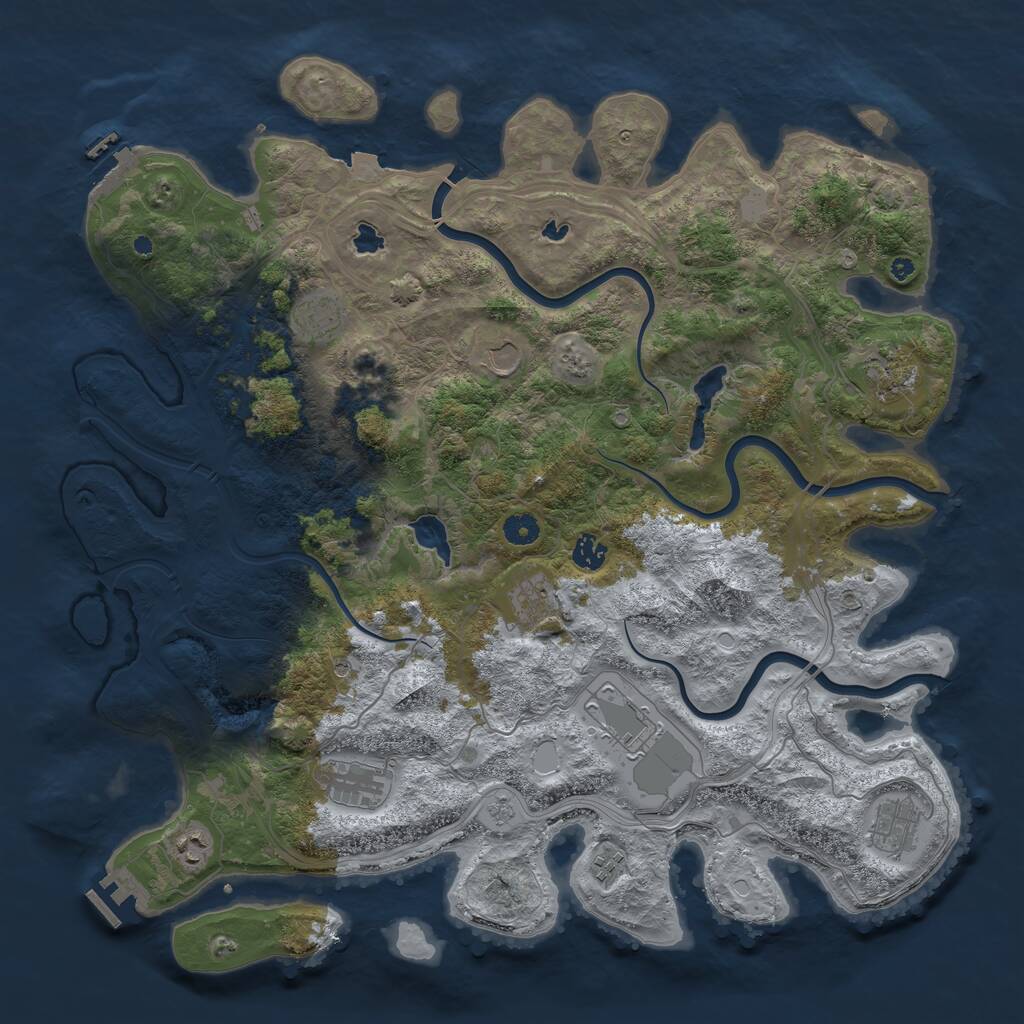 Rust Map: Procedural Map, Size: 4500, Seed: 431298, 16 Monuments