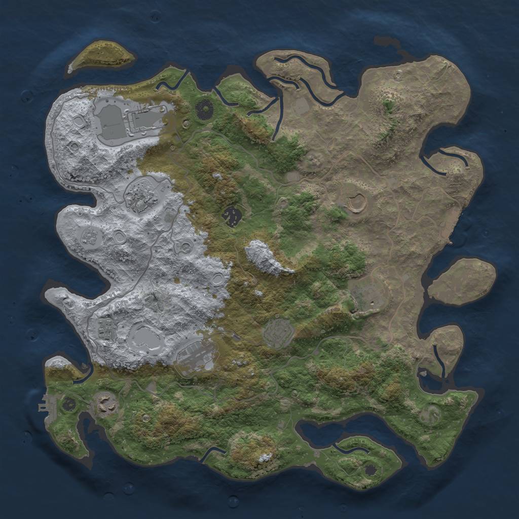 Rust Map: Procedural Map, Size: 4000, Seed: 1286727586, 18 Monuments