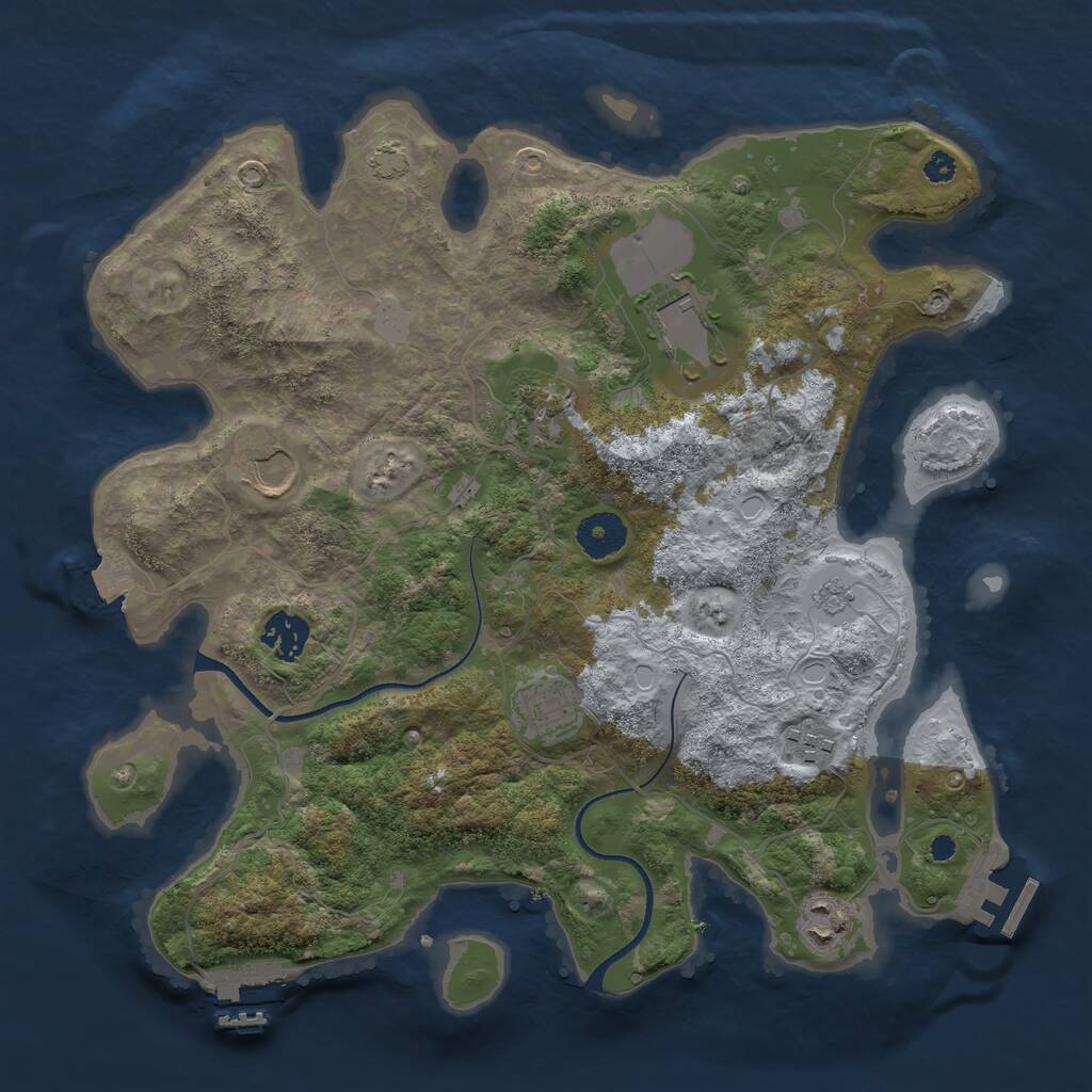 Rust Map: Procedural Map, Size: 3500, Seed: 1534405066, 12 Monuments