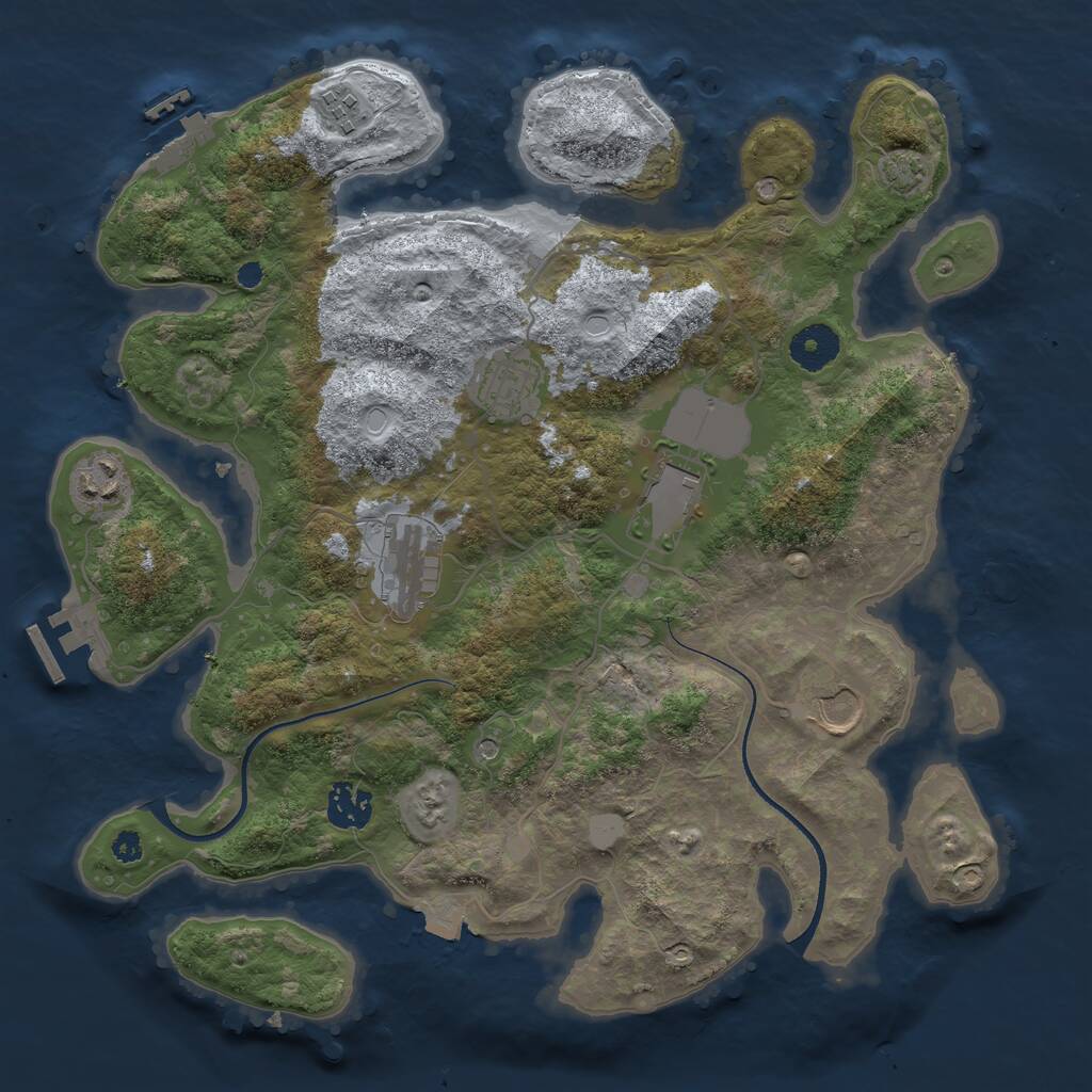Rust Map: Procedural Map, Size: 3500, Seed: 62664975, 12 Monuments
