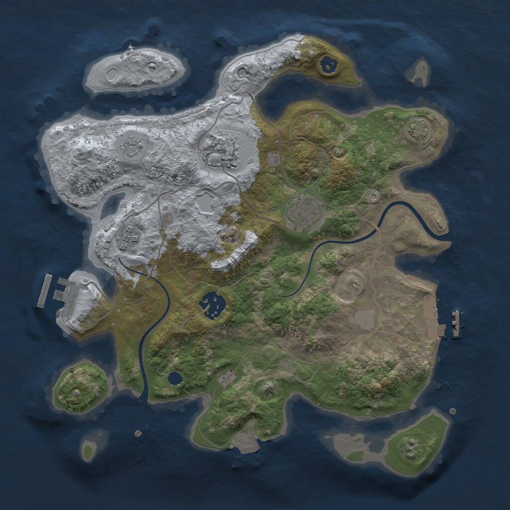 Rust Map: Procedural Map, Size: 3000, Seed: 49856, 9 Monuments